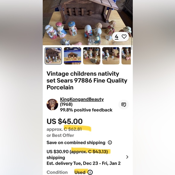 Vtg 80’s Sears Roebuck Kids Nativity Scene Figurine Set Fine Ceramic 11 pieces - Picture 5 of 17